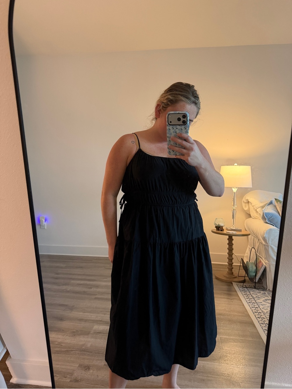 Universal Thread Black Tiered Midi Sundress with Adjustable Straps